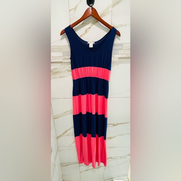 Timing Royal Blue pink Rayon Blend sleeveless maxi dresses Women’s M - Picture 5 of 8
